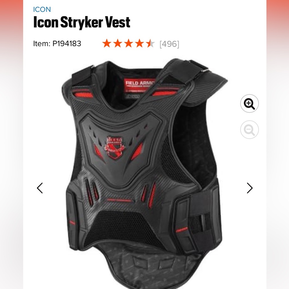 ICON Stryker Vest Black  and Red Protective Gear